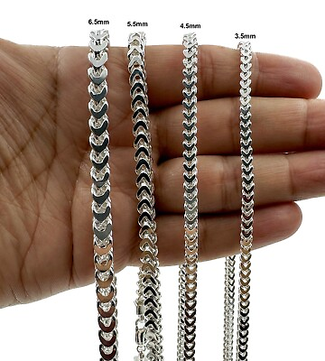 #ad Mens Real 925 Solid Sterling Silver Franco Chain Necklace or Bracelet ITALY $24.99