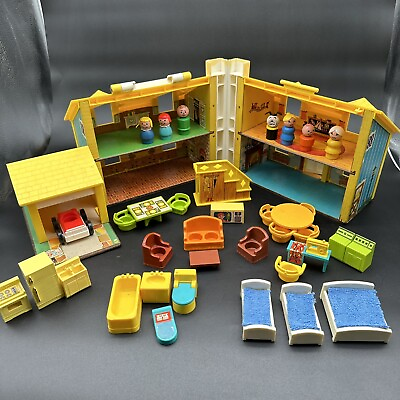 #ad Fisher Price Vintage Little People Play Family House #952 Toy ‘69 Complete EXTRA $90.00