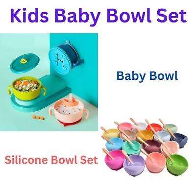 #ad Perfect Cute Baby Silicone gift set bowls Combo Pack $89.49