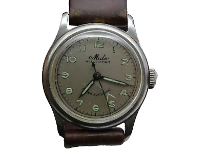 #ad Vintage 1940#x27;s WWII Era MIDO Multifort Super Automatic Military Style Watch $52.59