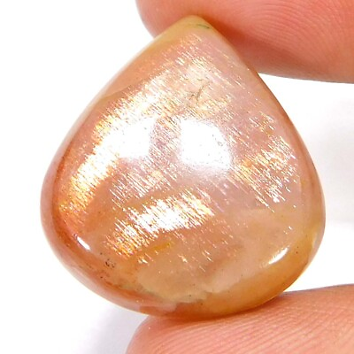 #ad Natural Golden Sunstone 27.05Cts. Pear Cabochon 26 X 23 X 06mm Loose Gemstone $9.29