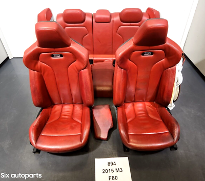 #ad ✅ 15 18 OEM BMW F80 F30 Sedan RED Leather Interior Heated Seats SET *NOTE $1720.50