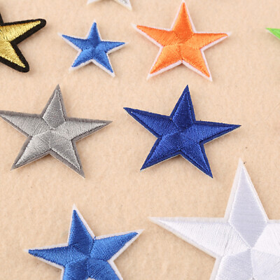 #ad 10PCS DIY Star Patch Embroidered Iron On Sew On Badge Embroidery Clothe Applique $1.99