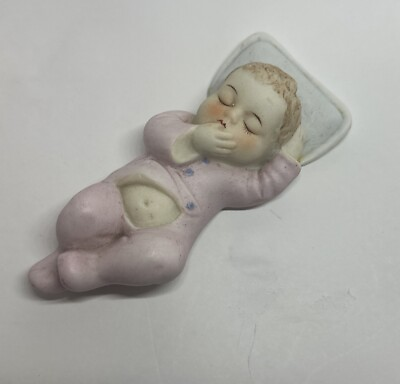 #ad Occupied Japan 1940#x27;s Figurine Wall Hanging Baby Infant Sleeping 5x3 #434 $30.00