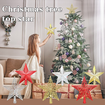#ad Christmas tree top decoration five pointed star three dimensional hollow Hot $6.67