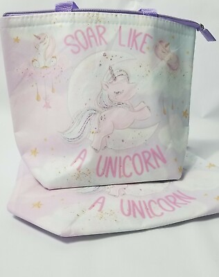#ad Two Purple Insulated Unicorn Fairytale Lunch Zipup Tote Bags for kids $5.45