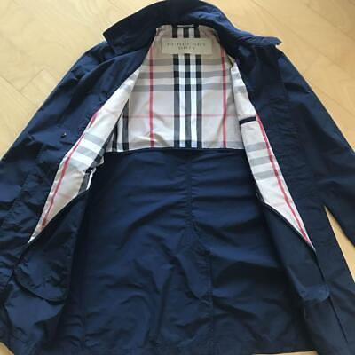 #ad Burberry Brit Good Condition Raincoat M size Navy Blue Polyester Men#x27;s $273.95