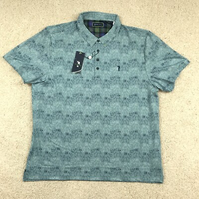 #ad William Murray Golf Polo Shirt Mens 2XL All Over Print Dog Pattern *defect $32.99
