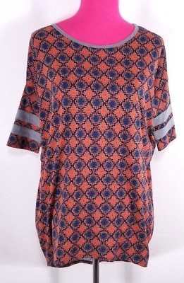 #ad Lularoe Womens Irma Knit Top Size XXS Orange Blue Southwestern Hi Low 1 2 Sleeve $14.50