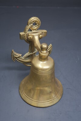 #ad Vintage Brass Anchor Bell Wall Mount H 4.75quot; x D 3.5quot; x W 3.25quot; 1 lb $24.00