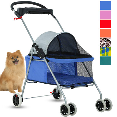 4 Wheels Folding Waterproof Portable Travel Pet Cat Dog Stroller Cup Holder 8012 $46.99