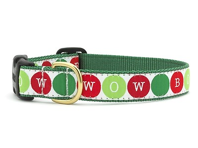 #ad Holiday Up Country Bow Wow Dog Collar Medium 1quot; Christmas Green Red bulbs $21.00