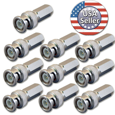 #ad Sikker 10pcs Twist on BNC Male RG59 Connector 4 CCTV cameras Siamese Coax Cable $7.49