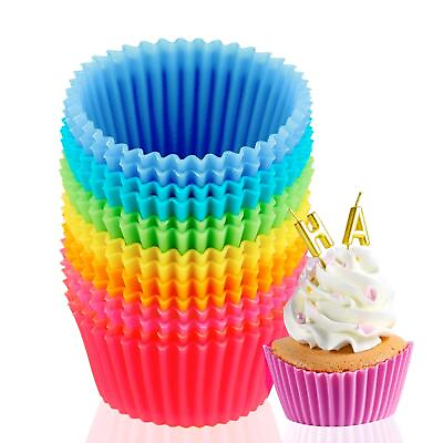 #ad 14 Pack Silicone Baking Cups Reusable Silicone Non Stick Cake Baking Cups S... $25.18