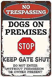 #ad #ad Funny Beware Of Dog Sign Warning Do Not Enter Metal Signs No Trespassing Dogs $20.23