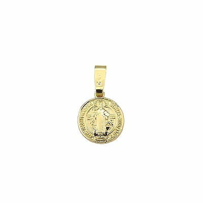 #ad 14k Gold Plated San Benito Saint Benedict Small Medal Charm Pendant $9.98