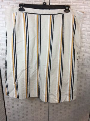 #ad Who What Wear 20W Skirt Straight Beige Yellow Blue Stripes Lined NWOT $8.49