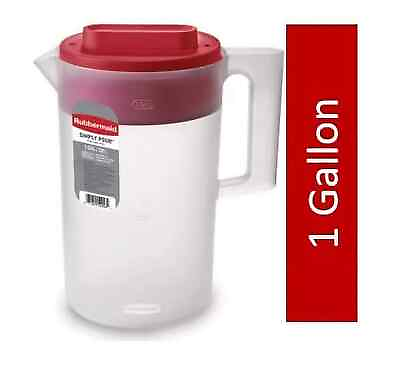 #ad New For Water Juice Drink Pitcher with Multifunction Lid 1 Gallon Plastic $9.69