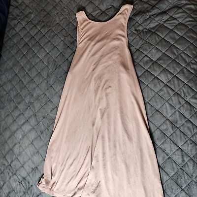 #ad Julie Billiart Women Brown Casual Dress M Sleeveless Cross Back Round Neck $16.99