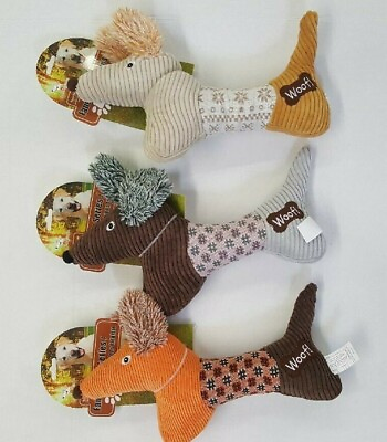 #ad Fancy Dog 14quot; Squeaking Dog Toys In 3 Tough Corduroy Plaid Design Color Choices $10.99