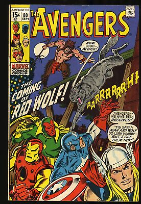 #ad Avengers #80 VF 7.5 1st Appearance Red Wolf William Talltrees Marvel 1970 $59.00