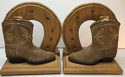 #ad Cowboy Boot Bookends Hand Made Stamped 9 X 7” Vermont Horseshoes On Wood Library $49.00