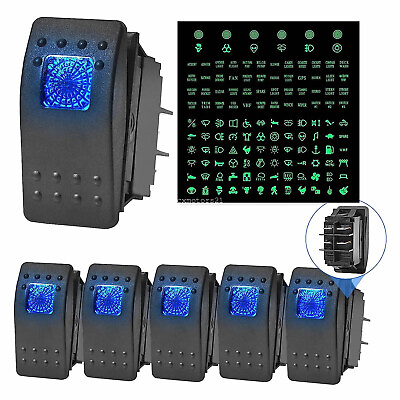 #ad 6x Rocker Switch 4 PIN Blue LED Light Switches For Can Am Arctic Cat ATV UTV $18.99