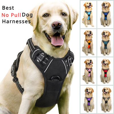 #ad rabbitgoo Dog Harness No Pull with 2 Leash Clips Adjustable Pet Vest Reflective $16.98
