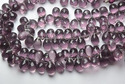 #ad 10 Ps Hydro Kunzite Pink Quartz Tear Drop Beads Faceted Briolette Jewelry Making $26.01
