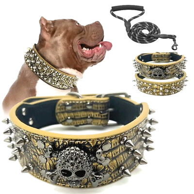 #ad Dog Collar Spiked Studded Pet Necklace Adjustable Anti Bite Collar Best Gift🎁 $39.87
