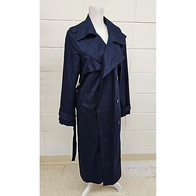 #ad Banana Republic Twill Navy Women#x27;s Trench Coat Size L $119.00