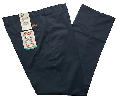 #ad Genuine Dickies #11369 NEW Men Navy Regular Fit Comfort Waist Straight Leg Pants $24.99