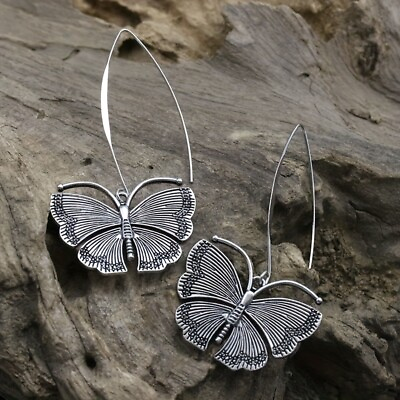 #ad Vintage Butterfly Dangle Hook Earrings Bohemian Womens Girl Gift Silvery Jewelry C $2.43