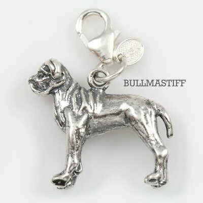 #ad Bullmastiff Dog Charm 3 d Solid Sterling Silver $47.63
