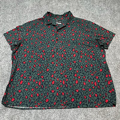 #ad Original Use Shirt Mens XXL Green Red Animal Print Cotton Button Down Collar $14.99