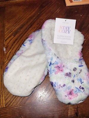 #ad Womens Cozy Warm Sherpa Slippers House Shoes Size 8 10 Large Gripper Bottom $9.75