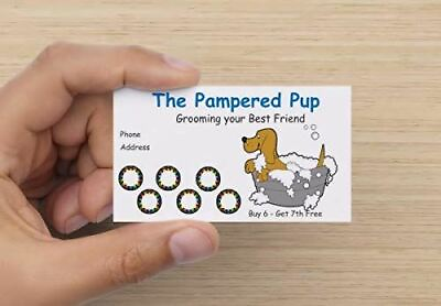 #ad Customize YOUR COMPANY Dog Pet Groomer Loyalty Punch Business Cards Personalized $208.99