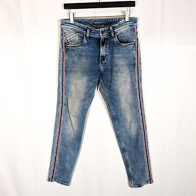 #ad Flying Machine Mens 30x28 MJ Mankle Cropped Slim Fit Jeans Racing Stripe Ankle $31.19