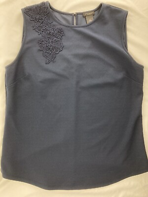 #ad Ann Taylor Factory Womens Sleeveless Blouse Size Medium Navy Blue $14.95