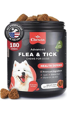 #ad Flea and Tick Treatment Soft Chews for Dogs Skin Natural Ingredients 180ct $19.99