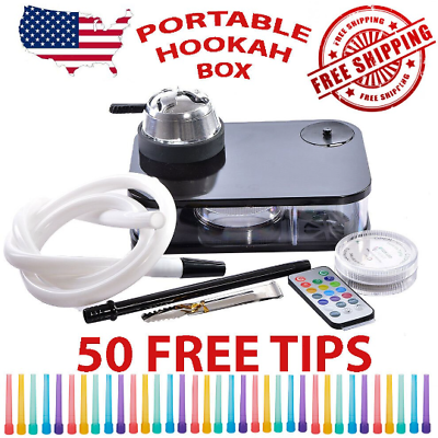 #ad Portable Hookah Acrylic Box Kit Set Shisha Persoanl Travel Fast Shipping 50 Tips $19.99