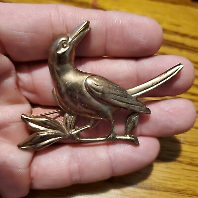 #ad Vintage Signed Sterling Silver Crafted by Coro Art Deco Bird Brooch 1930 50s $22.95