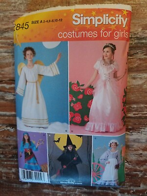 #ad Simplicity 2845 Girls Costume Witch Angel Gypsy Prairie Girl Princess Sizes 2 12 $7.50
