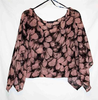 #ad MILEAGE Womens Black Pink Floral Poncho Top Cover Up Pullover Tunic SM MED LG XL $16.98