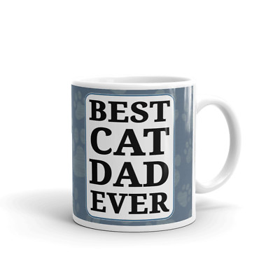 #ad Best Cat Dad Ever Funny Coffee Tea Ceramic Mug Office Work Cup Gift $11.99