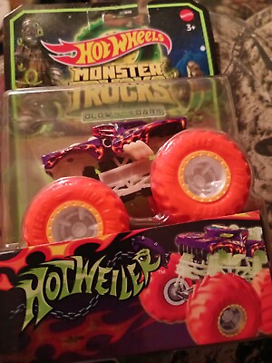 #ad NEW Hot Wheels Monster Trucks HOTWEILER 1:64 2023 Glow in the Dark Mattel $10.95