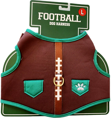 #ad Posh Paws Green amp; Brown Football Puppy Dog Harness Large $22.00