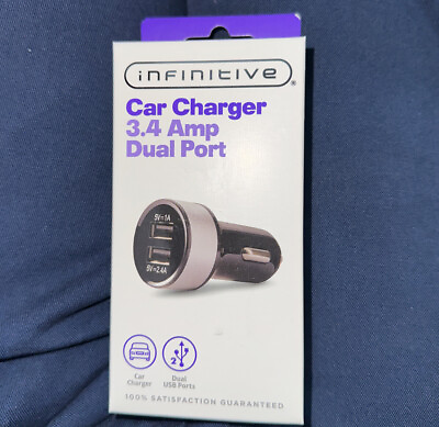 #ad Infinitive Fast Charge Dual Car Charger 3.4 Amp Dual Port USB Speed Charger New $7.49
