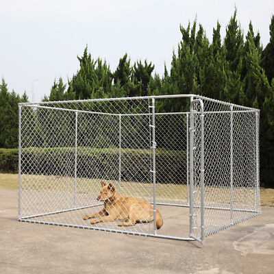 Dog fence 10 x 10 Ft Heavy Duty Outdoor Chain Link Dog Kennel Enclosure w Door $365.99