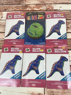 #ad 1996 Dinosaur Shape Mylar Balloon Foil Helium Lot Of 6 $27.50